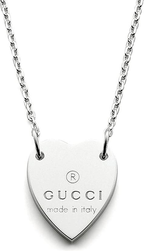 gucci silver trademark necklace|heart necklace with gucci trademark.